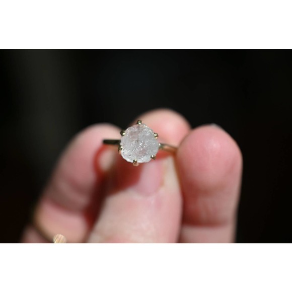 Size 4 14k Gold Diamond Ring, Raw Diamond Engagement Ring Solid Gold Eng…